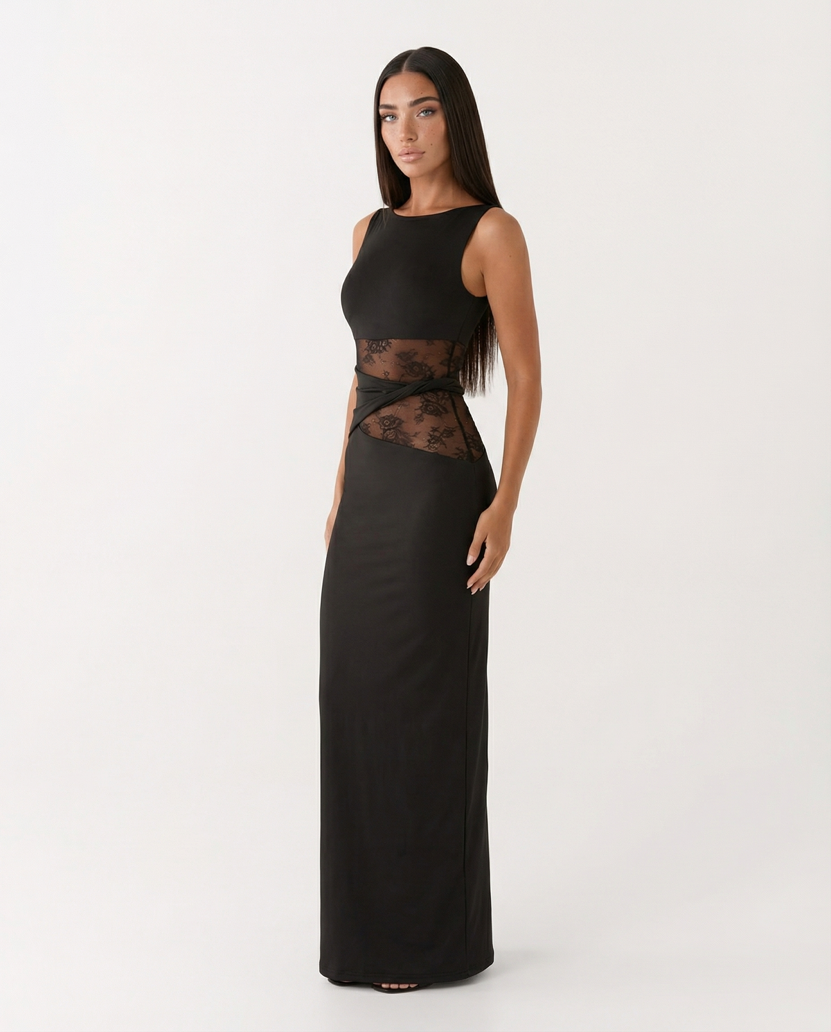Vestido Lace Illusion Maxi