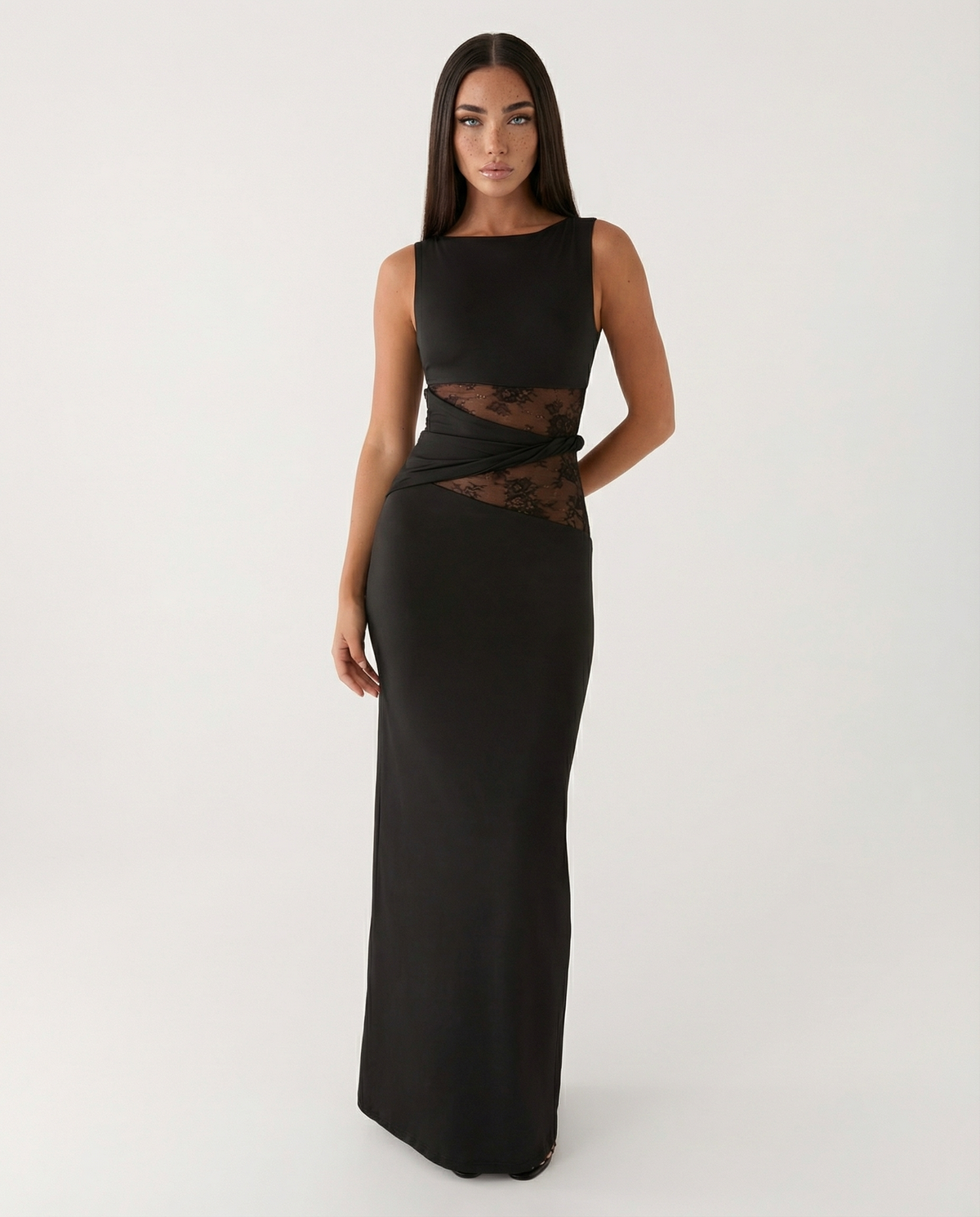 Vestido Lace Illusion Maxi