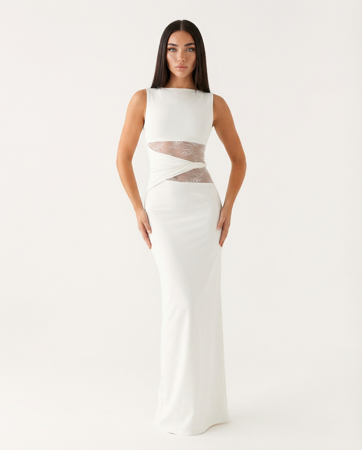 Vestido Lace Illusion Maxi