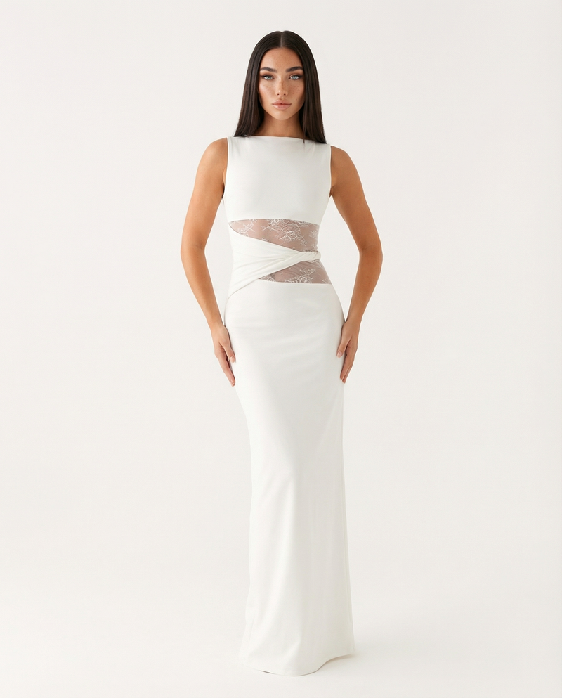 Vestido Lace Illusion Maxi