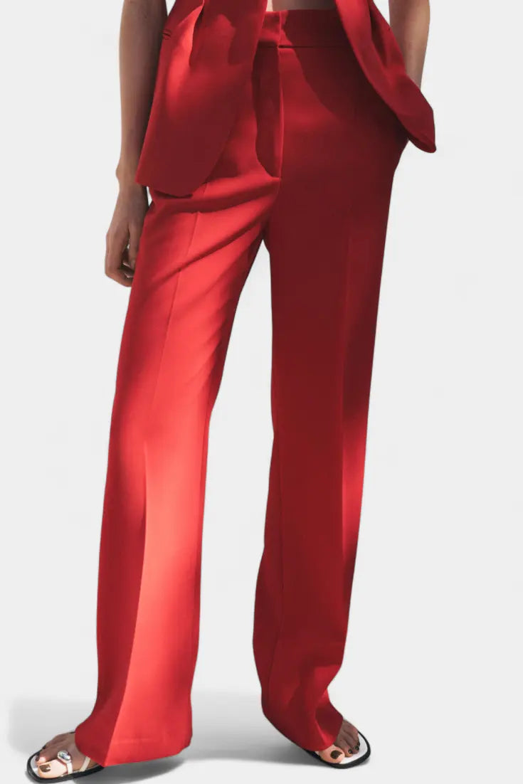 Carlen - Conjunto Clásico de Chaleco con Cinturón y Pantalón de Pierna Ancha