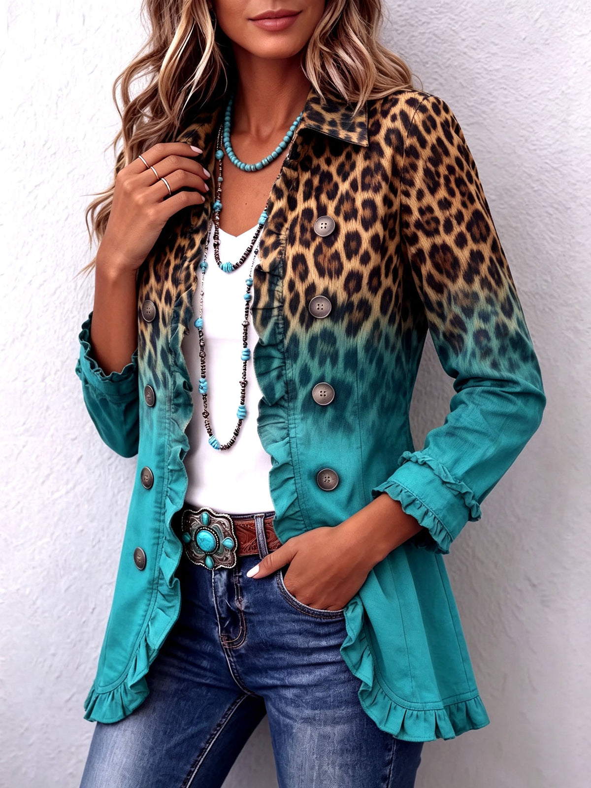 Mercedes | Chaqueta de Volantes Turquesa