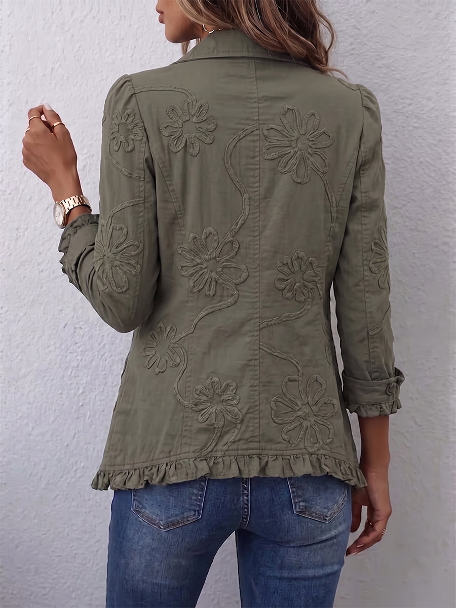 Ascensión | Chaqueta de Volantes Bordada Caqui