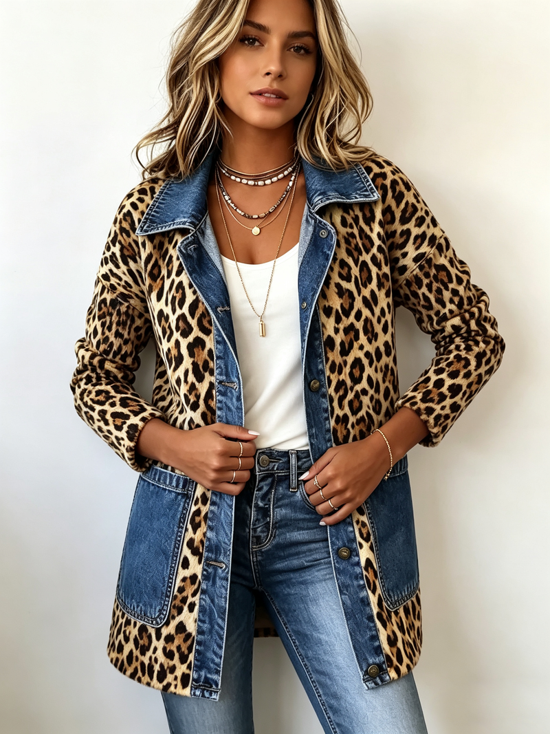 Maura | Chaqueta Larga de Leopardo con Vaquero