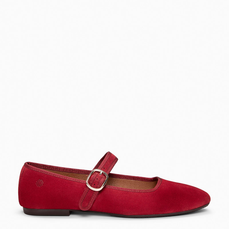 CLARA - Merceditas con puntera cuadrada en ROJO