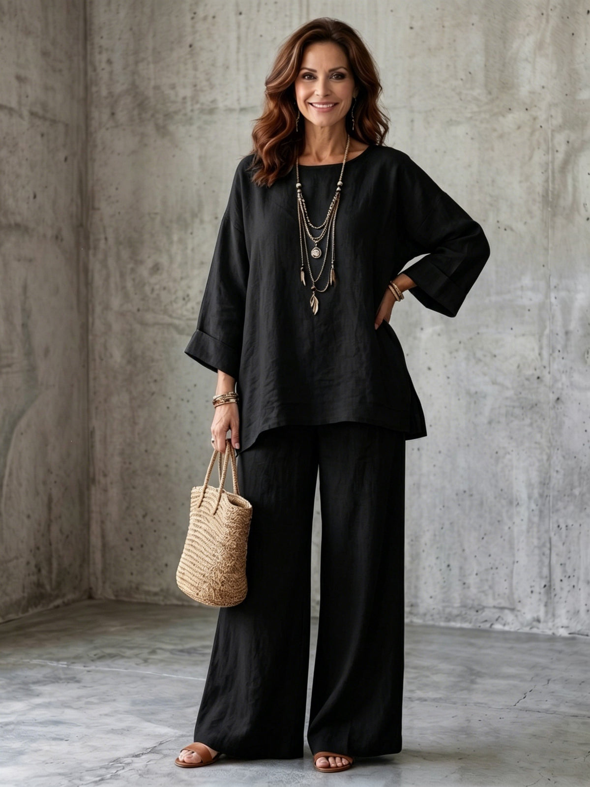 Conjunto Mediterráneo – Blusa y Pantalón Ancho