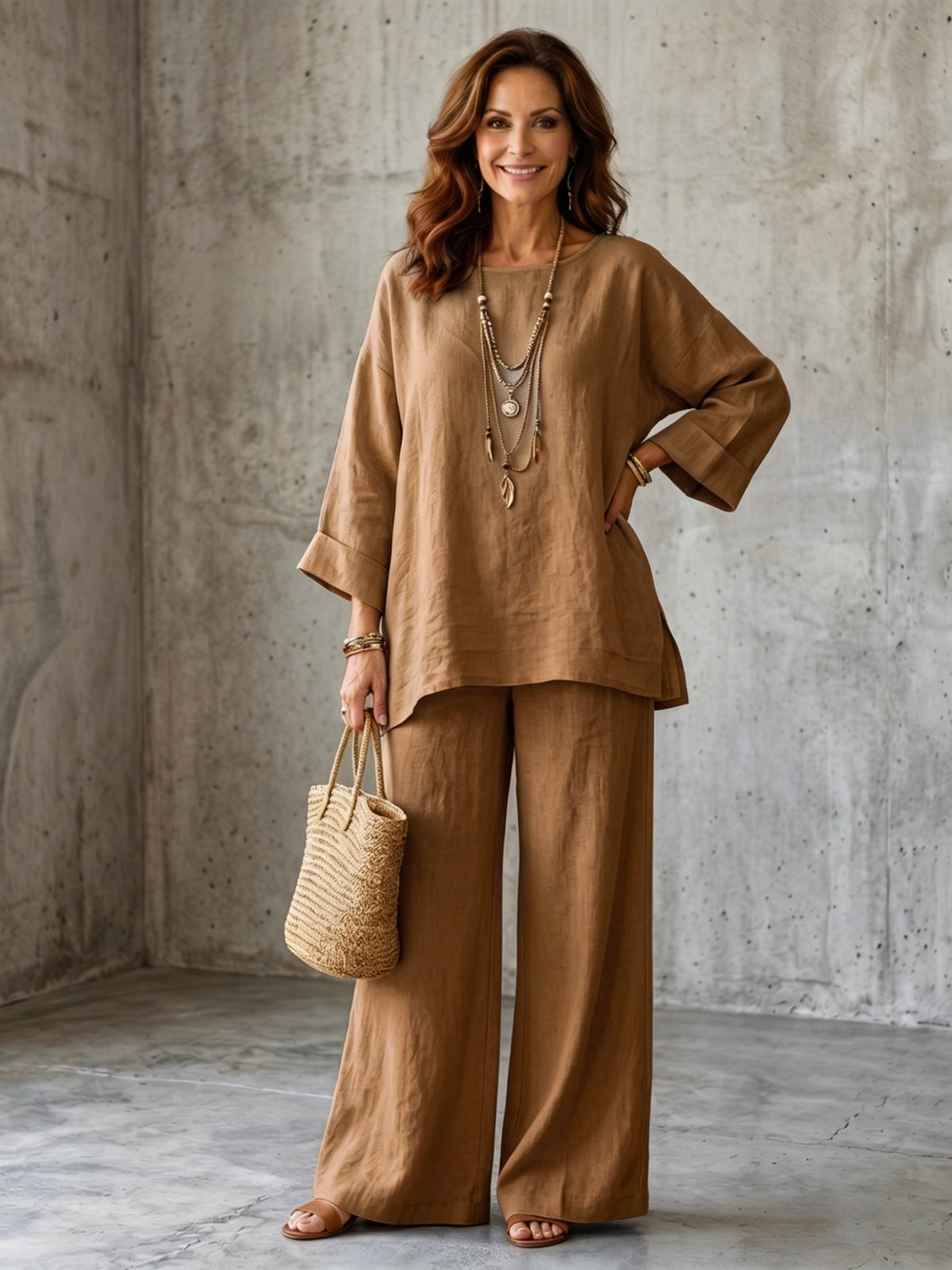Conjunto Mediterráneo – Blusa y Pantalón Ancho